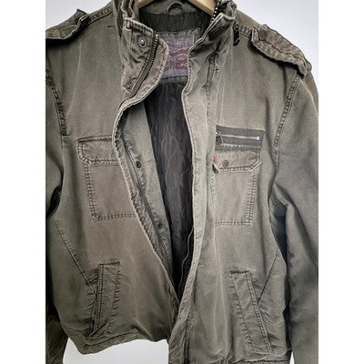 Levi Strauss Military Field Jacket Men Large Olive Green Cotton Full Zip Utility - product photo 4