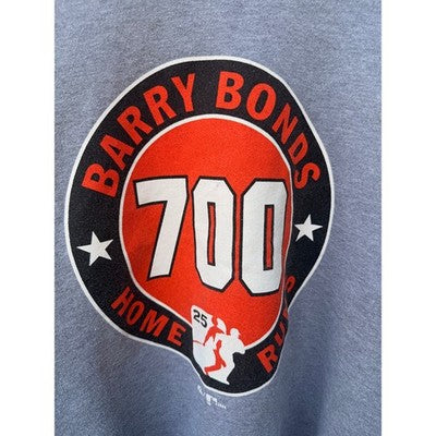 vintage 2004 Barry Bonds 700 Home Runs Crewneck Sweatshirt Majestic Gray MLB Graphic Large - product photo 3