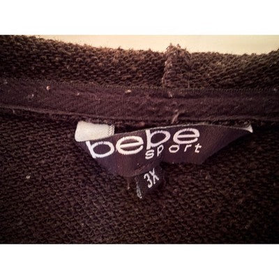 Bebe Sport Hoodie Womens 3X Black Spell Out Logo Pullover Sweatshirt - product photo 3