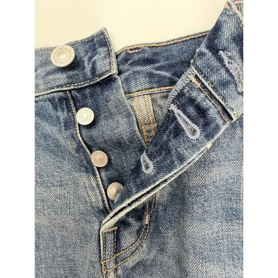 AllSaints Switch Denim Shorts Mens 31 Blue Button Fly Hem Designer Jean Shorts - product photo 4