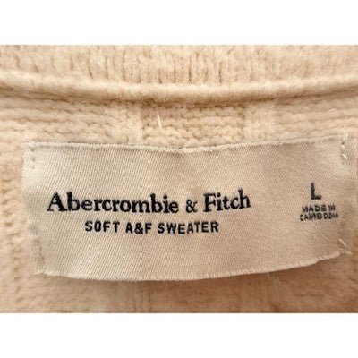 Abercrombie Soft A&F Cable Knit Sweater Mens Large Cream - product photo 3