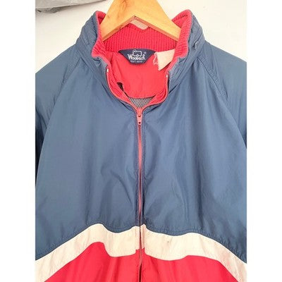 Woolrich Colorblock Windbreaker Jacket Mens Large Blue Red Full Zip Vintage - product photo 4