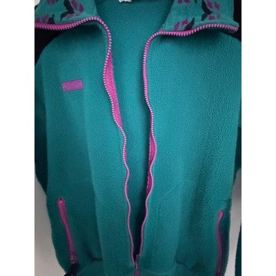 Vintage Columbia Radial Sleeve Fleece Jacket Womens Large Teal Purple Made USA - product photo 5