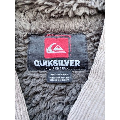 Quiksilver Mens Corduroy Jacket Tan Sherpa Lined Hooded Large - product photo 3