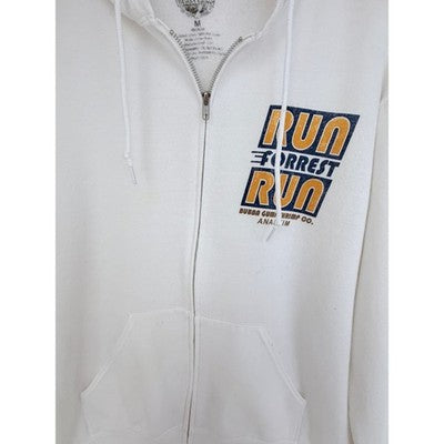 Run Forrest Run Bubba Gump Shrimp Co Hoodie Mens Medium White Full Zip Graphic - product photo 4