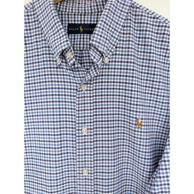 Ralph Lauren Button Up Shirt Mens XXL Blue White Check Pony Logo Long Sleeve - product photo 4