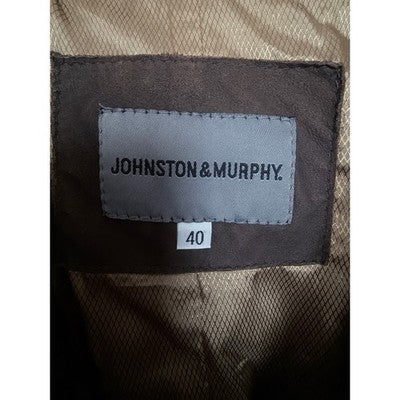 Johnston & Murphy Leather Jacket Mens 40 Brown Full Zip Snap Front Casual Coat - product photo 3