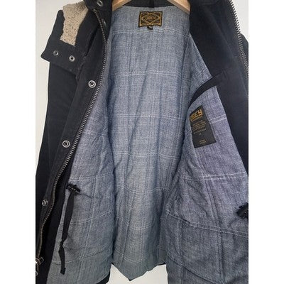 Obey Hooded Field Jacket Mens Medium Black Sherpa Lined Military Utility Coat - product photo 4