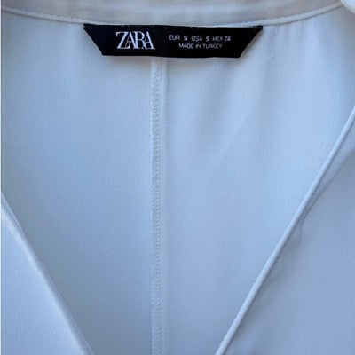 Zara Womens Sleeveless Blouse Small White V Neck Top - product photo 4