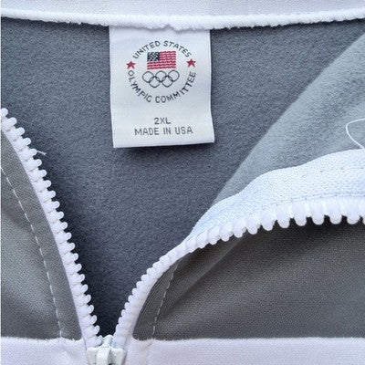 USA Olympic Team Jacket Mens 2XL White Gray Full Zip Made In USA Track Jacket - product photo 3