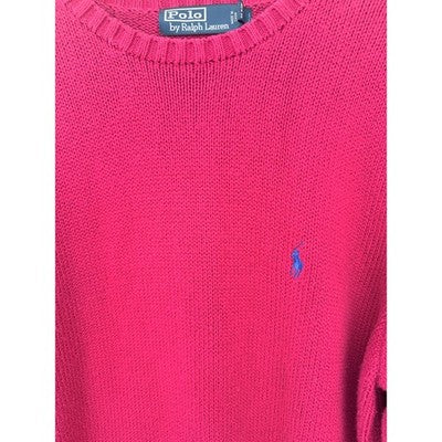 Polo Ralph Lauren Knit Sweater Mens Medium Red Cotton Crewneck Pullover - product photo 4