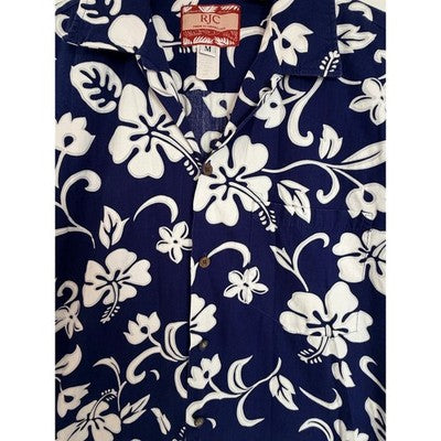 RJC Made in Hawaii Mens M Navy Floral Hawaiian Aloha Shirt - product photo 5