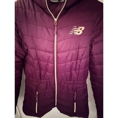 New Balance Womens M Purple Quilted Hooded Puffer Jacket - product photo 4