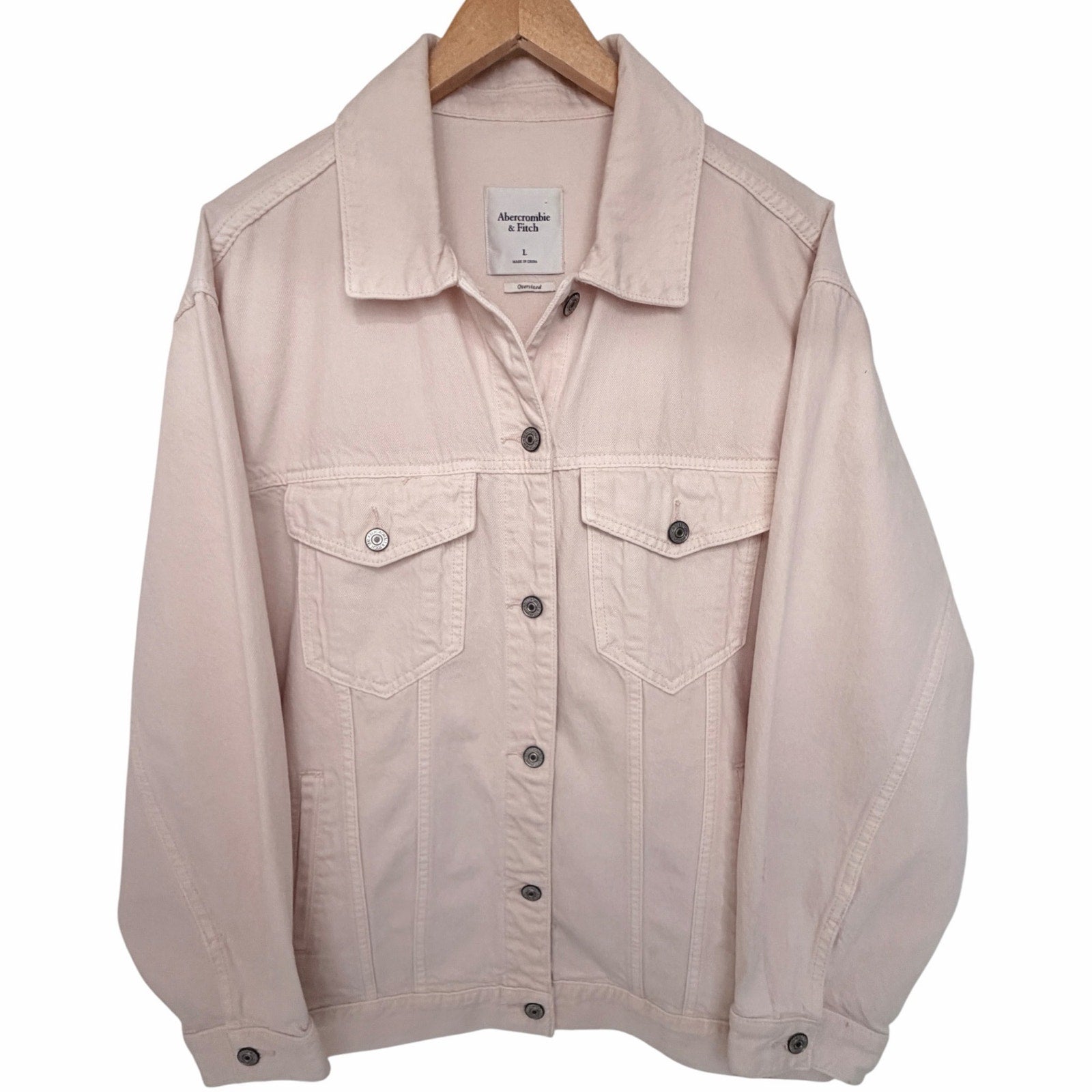 Abercrombie Pink Oversized Trucker Jacket Womens L