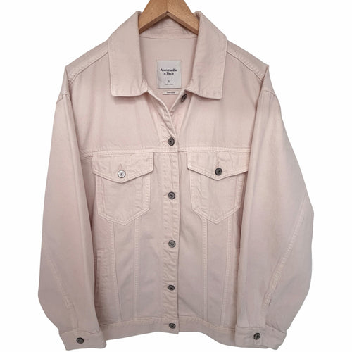 Abercrombie Pink Oversized Trucker Jacket Womens L