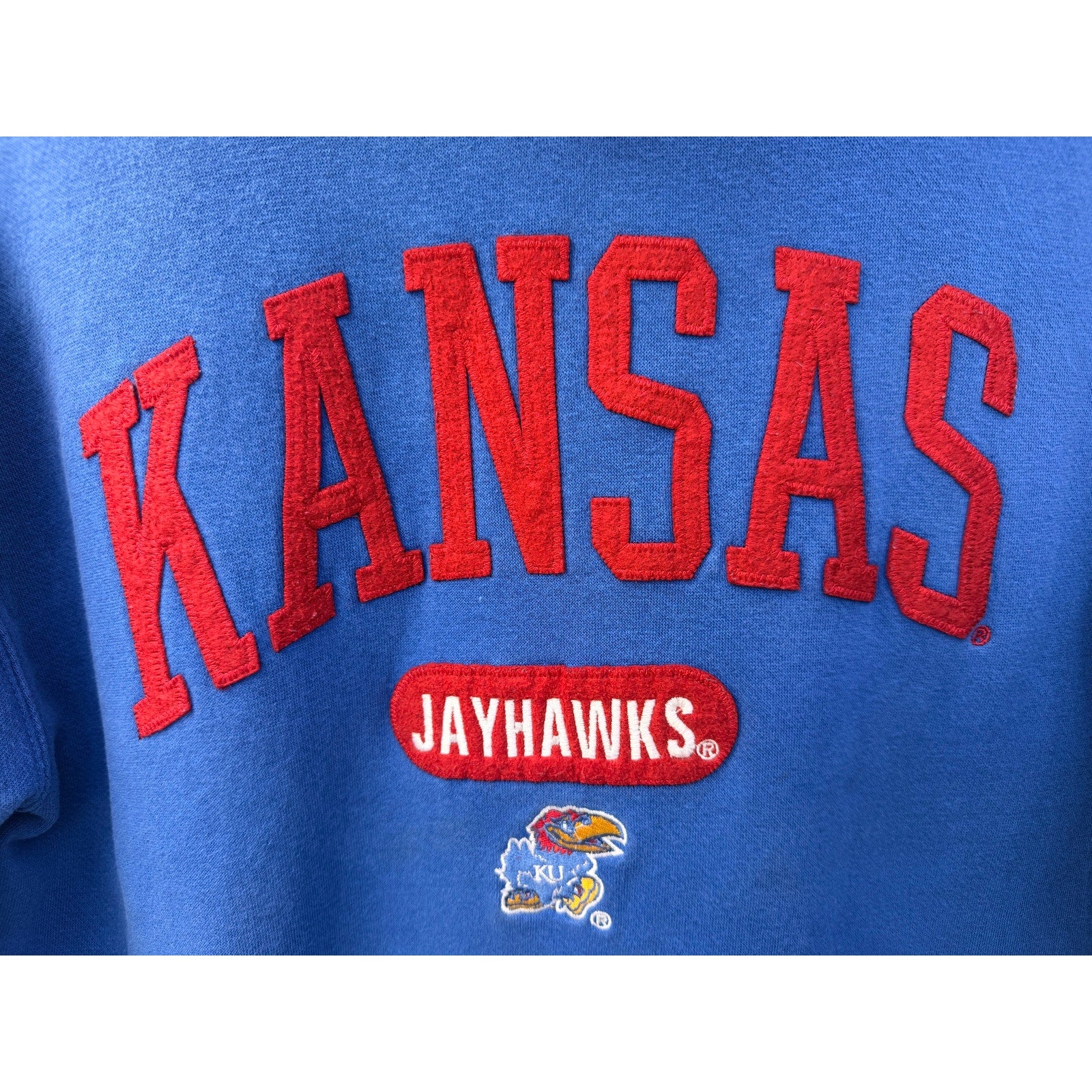 Kansas Jayhawks Hoodie Mens XL Blue Red Embroidered Logo College Sports