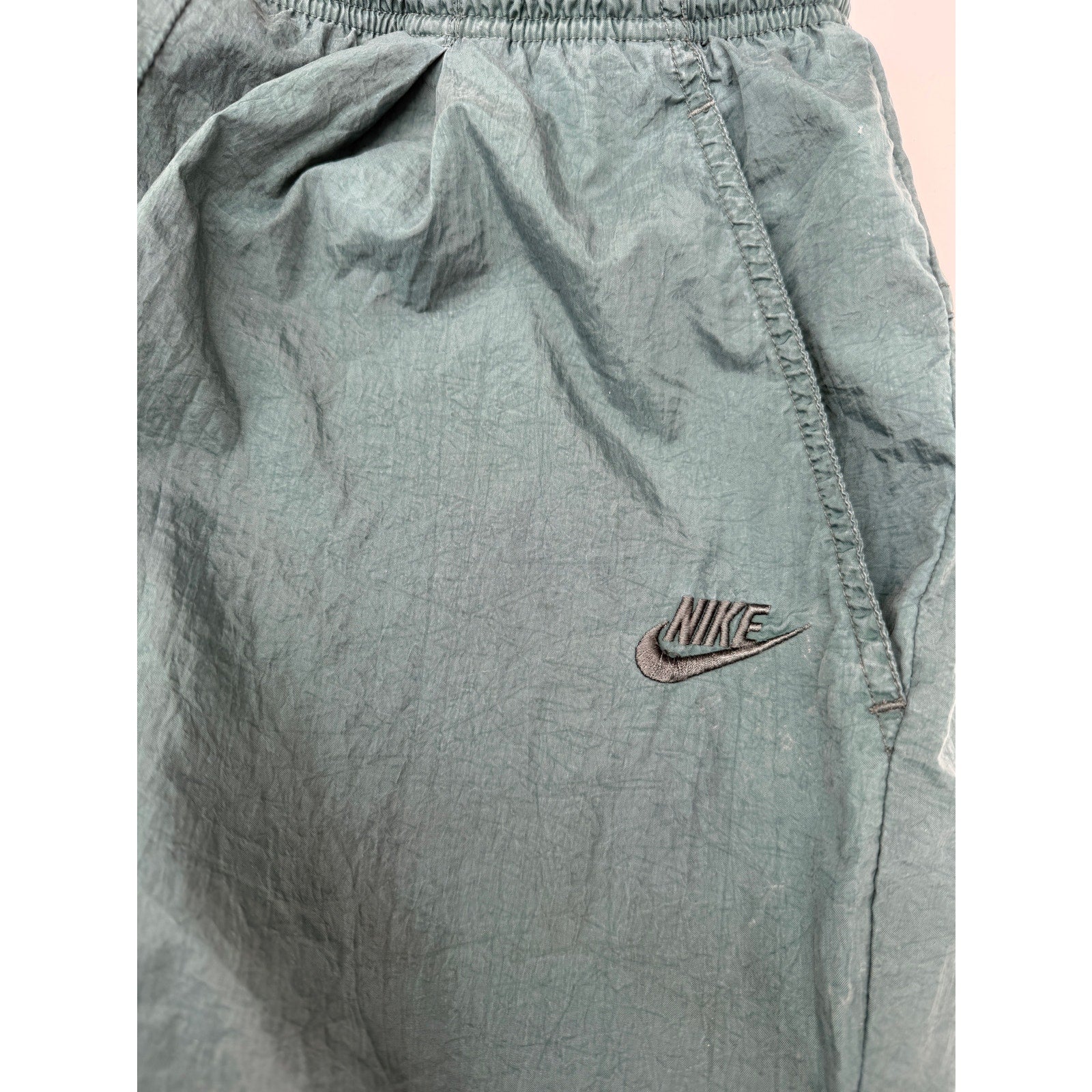 Nike Nylon Track Pants Mens Large Green Vintage Windbreaker Bottoms