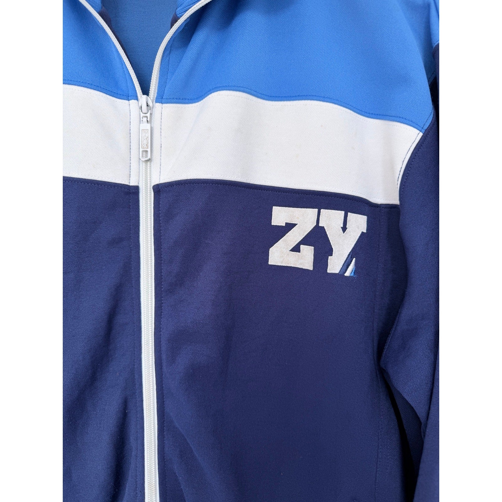 Zoo York Track Jacket Mens Large Blue White Full Zip Athletic Streetwear