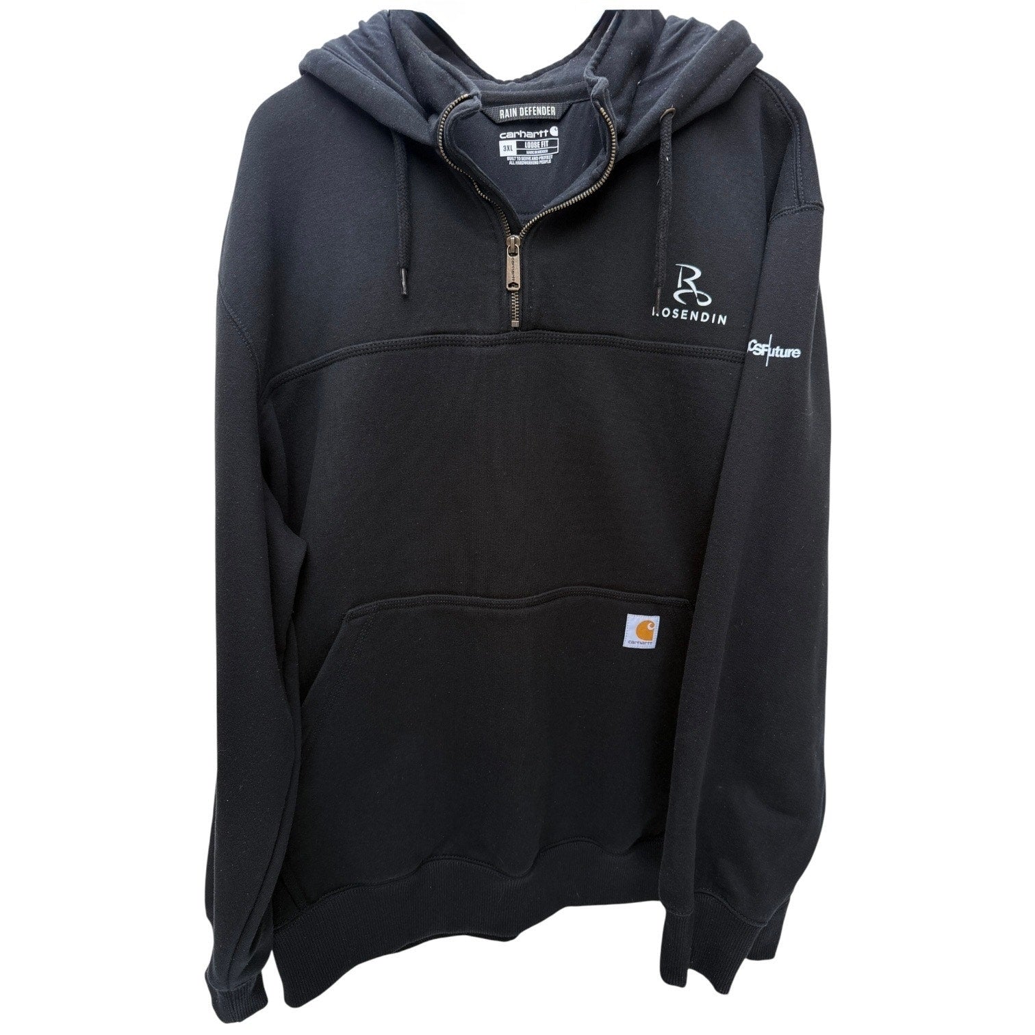 Carhartt Rain Defender Hoodie Mens 3XL Black Loose Fit Quarter Zip Workwear