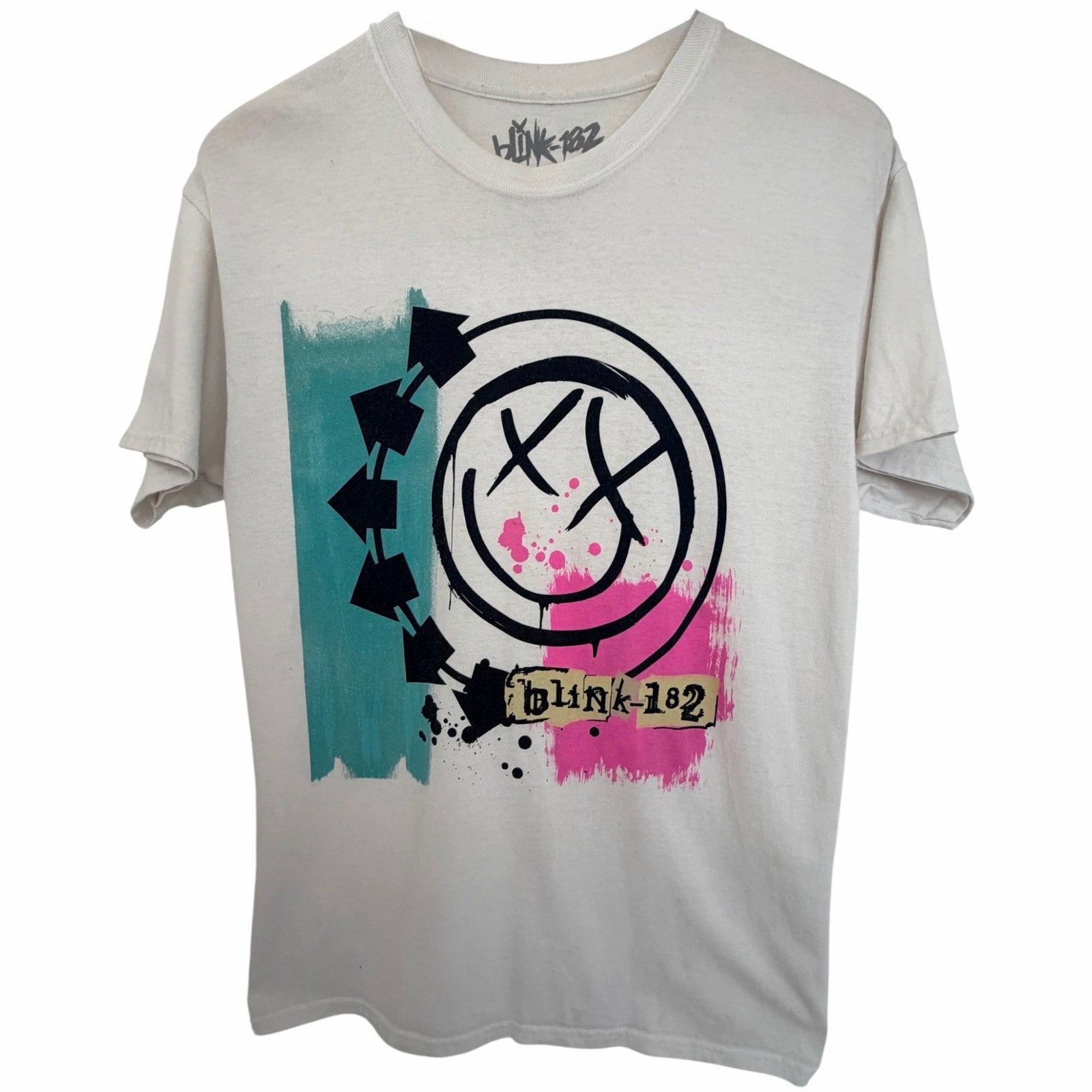Blink-182 Smiley Arrows Mens M White Punk Rock Graphic Tee