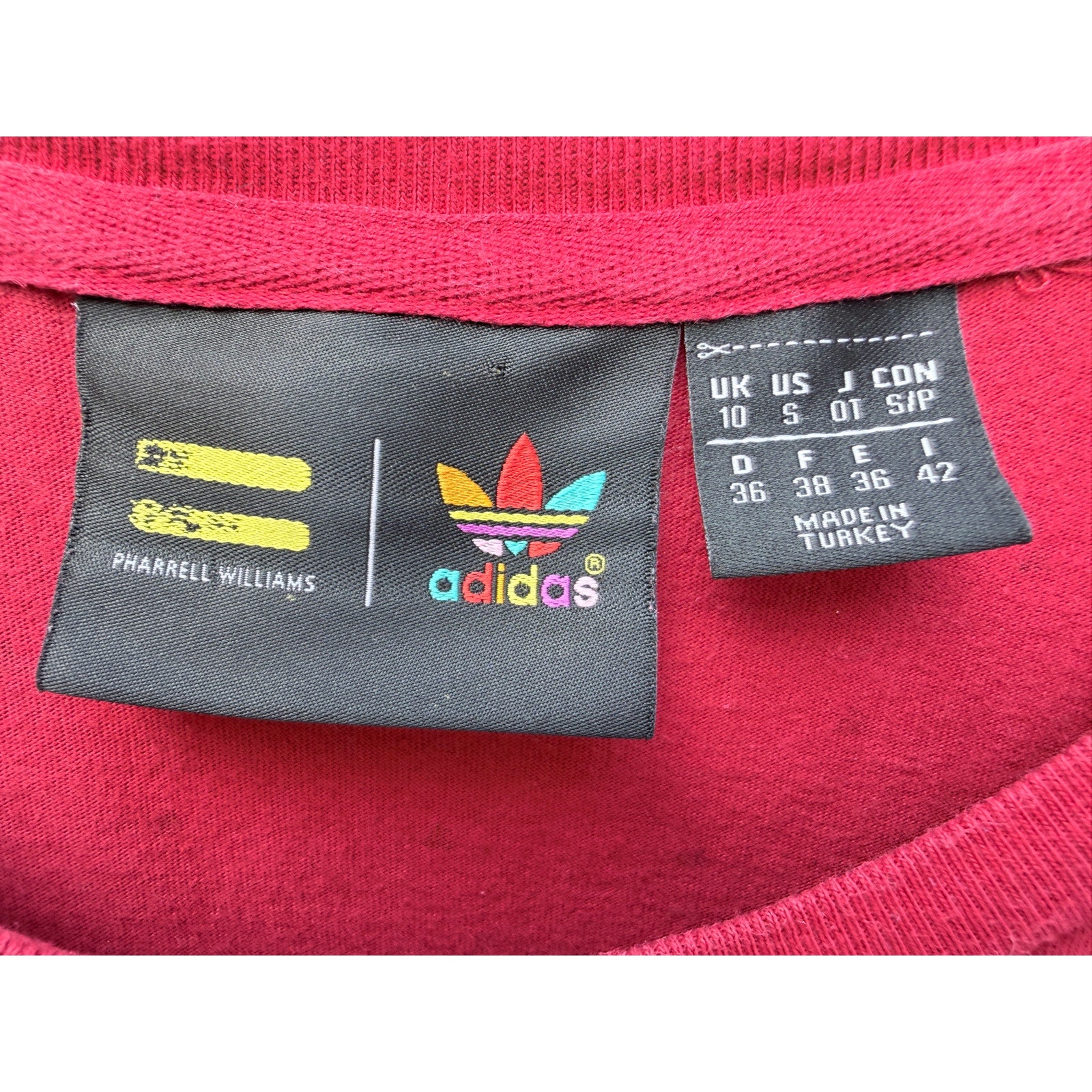Adidas Originals Pharrell Williams Mens T Shirt Red Trefoil Logo S