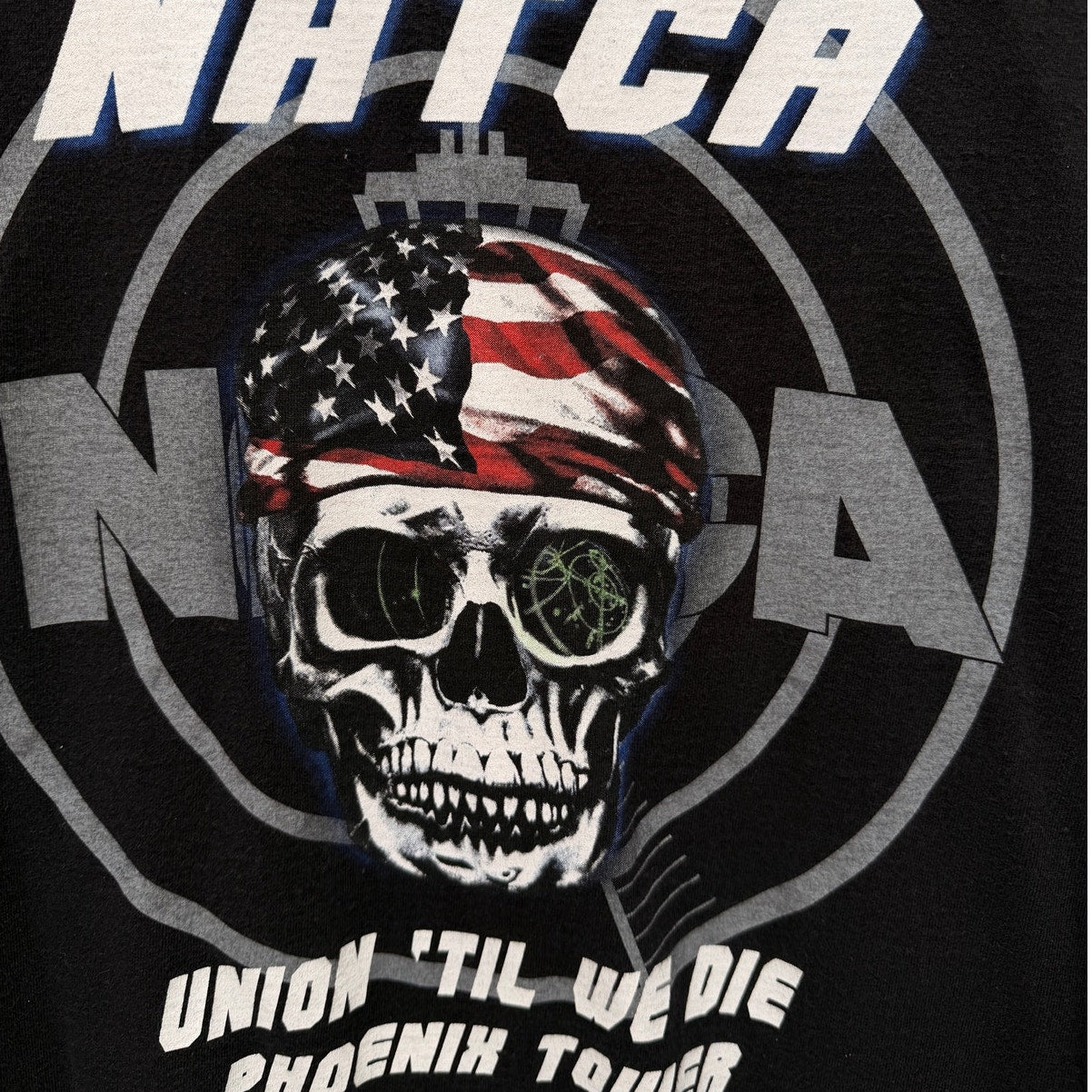 NATCA Phoenix Tower Skull Long Sleeve Shirt Mens Large Black Back Graphic