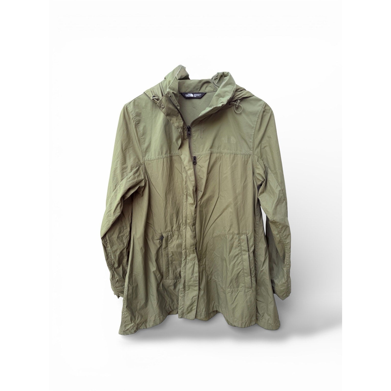 The North Face Windbreaker Jacket Womens Medium Green Hooded Lightweight Outdoor