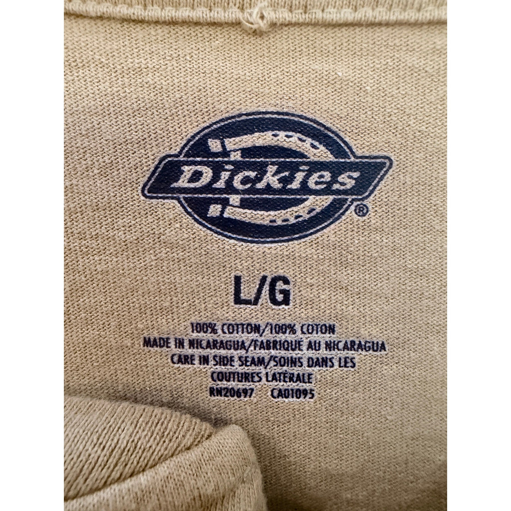 Dickies Henley Shirt Mens Large Beige Long Sleeve Workwear Pocket Casual
