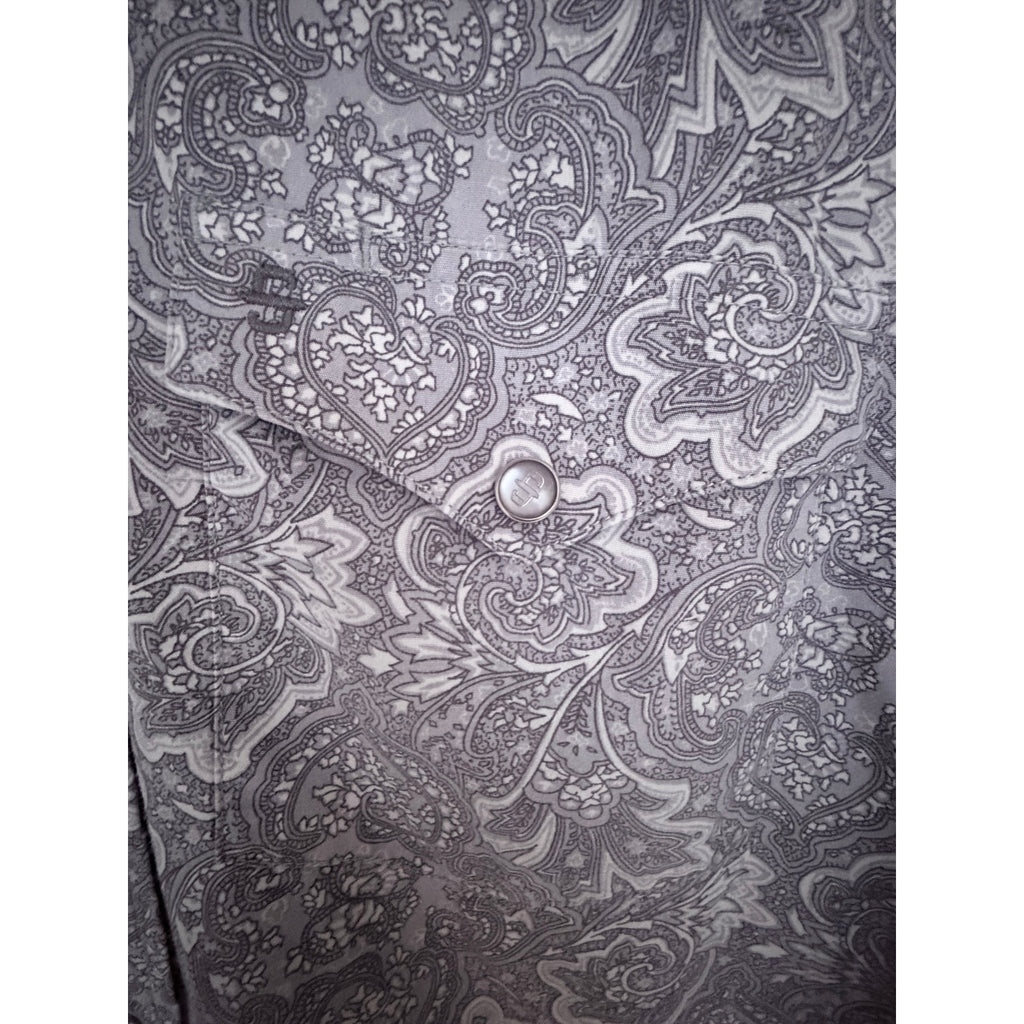 Stetson Western Paisley Snap Shirt Mens Large Gray Pearl Snap Cowboy Rodeo