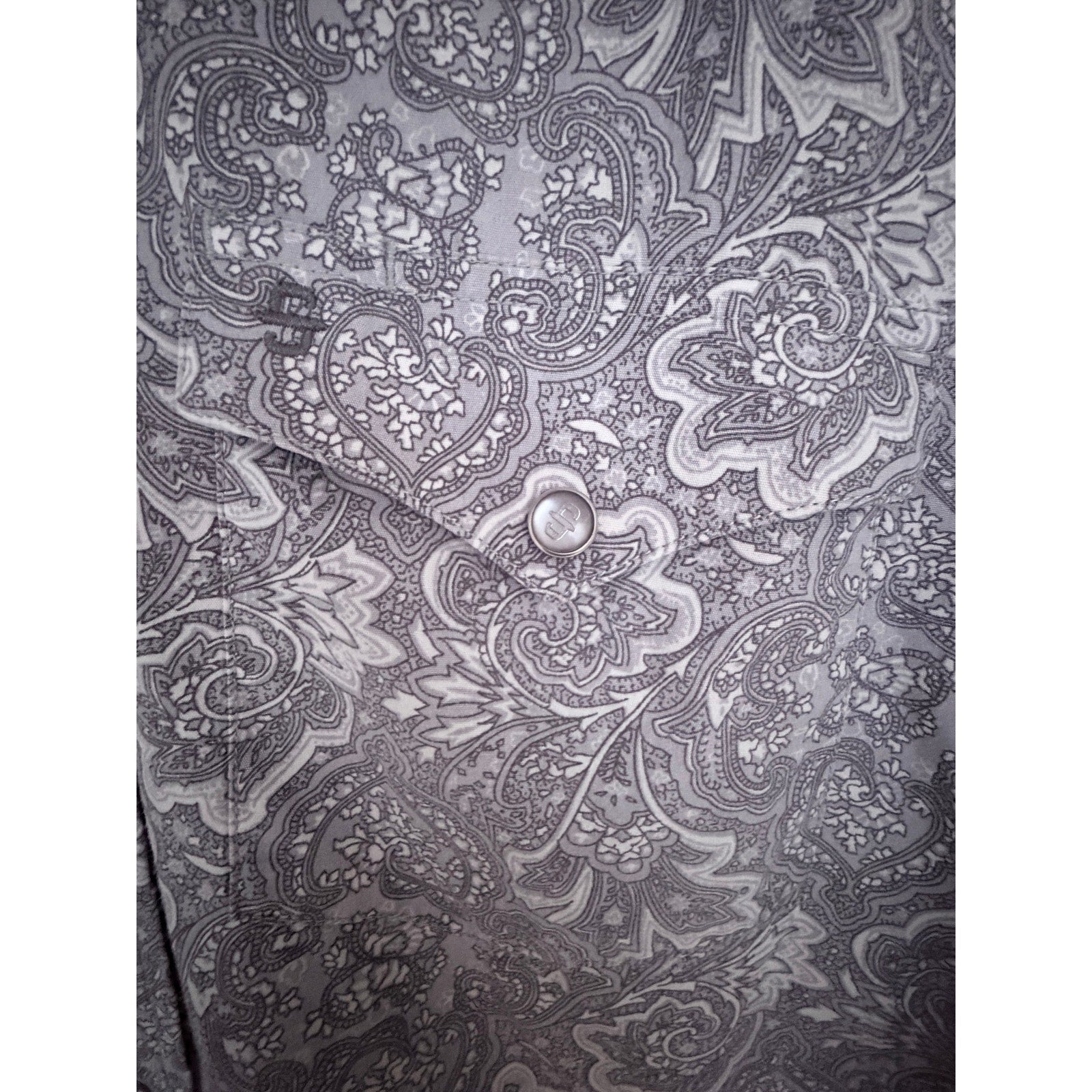 Stetson Western Paisley Snap Shirt Mens Large Gray Pearl Snap Cowboy Rodeo