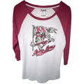 Disney Parks Mickey Mouse Raglan Thermal Shirt Women's White Red XL 3/4 Sleeve