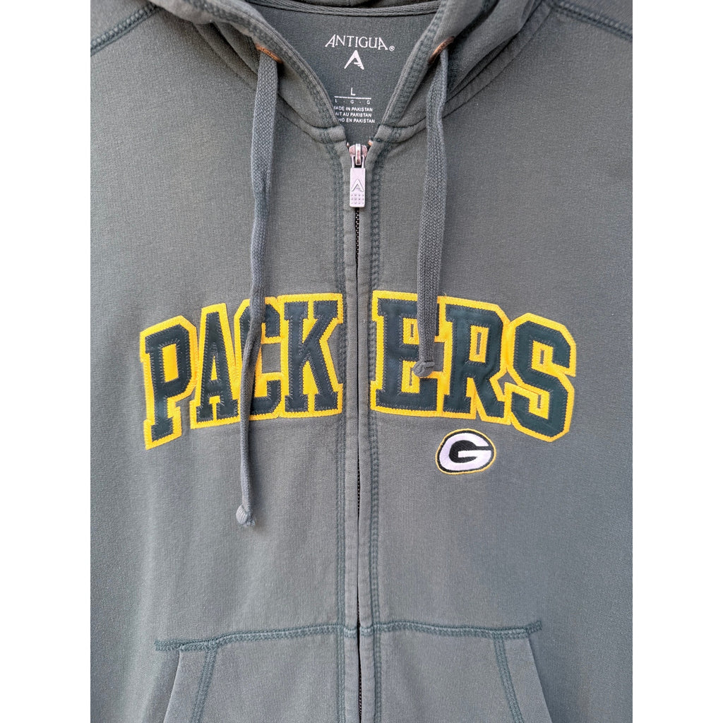 Antigua Green Bay Packers Full Zip Hoodie Mens Large Green NFL Football