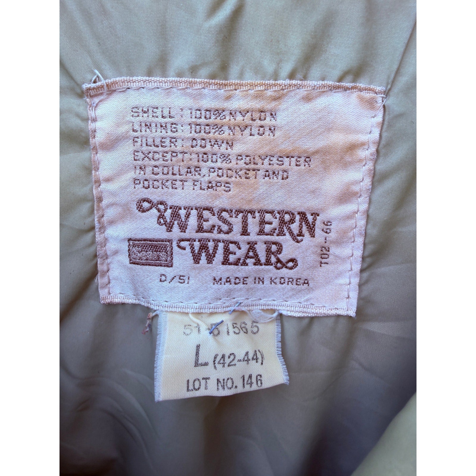 Western Wear Down Puffer Vest Mens L Brown Snap Front Vintage