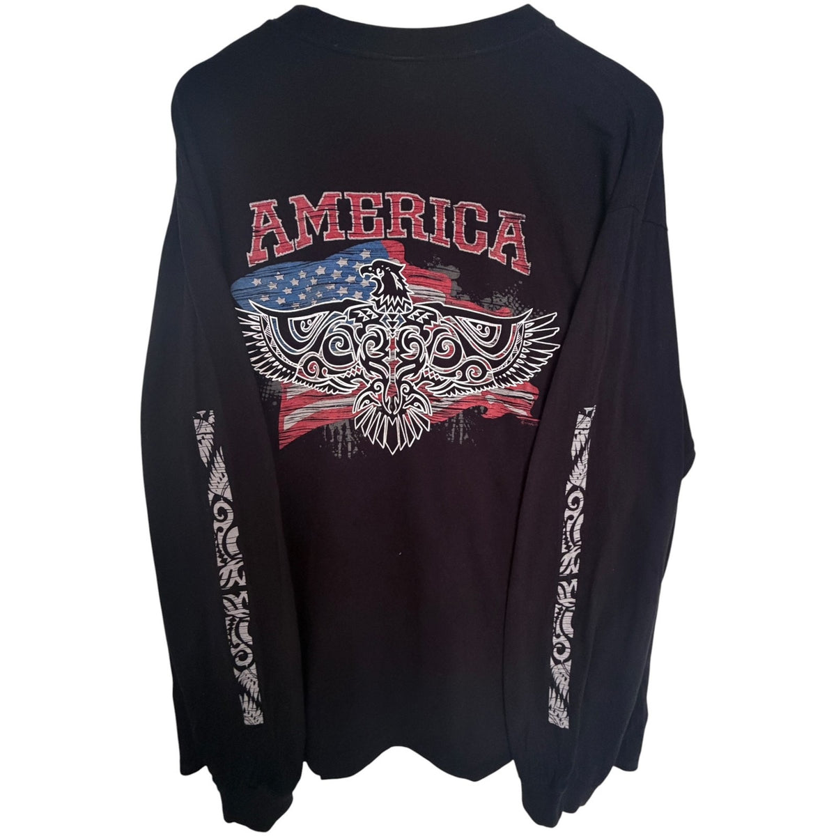 Crazy Shirts Black Patriotic Eagle Flag Tee T-Shirt - Men's XL