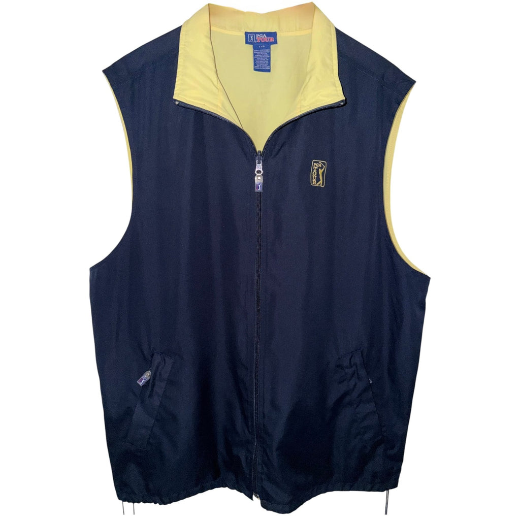 PGA TOUR Men's Blue PGA TOUR Colorblock Quarter-Zip Full-Zip Vest — front view