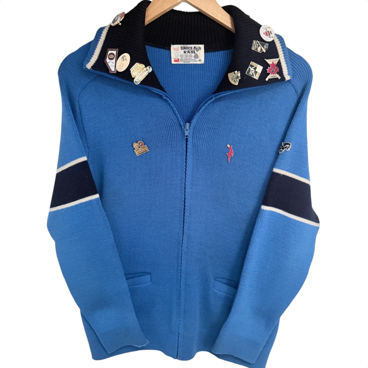 White Ram Women's Blue Sweater — front view