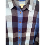 L.L.Bean Women's Blue Plaid Organic Cotton Flannel Large