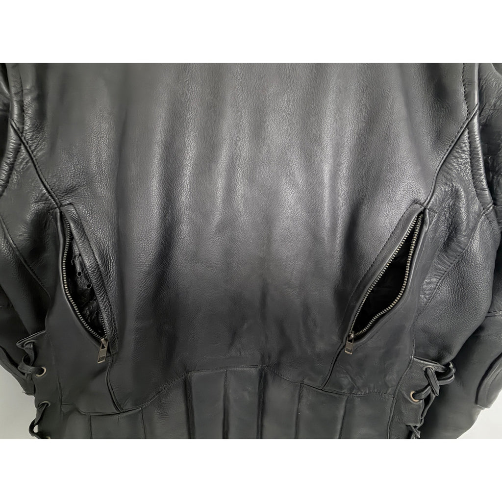 UNIK Ultra Men's Black Leather Motorcycle Jacket Size 50