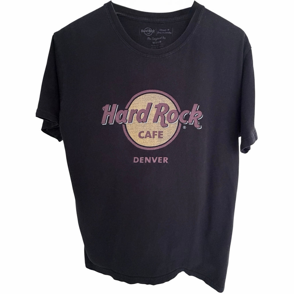 Hard Rock Cafe Denver T Shirt Mens Medium Black Logo Graphic 100% Cotton