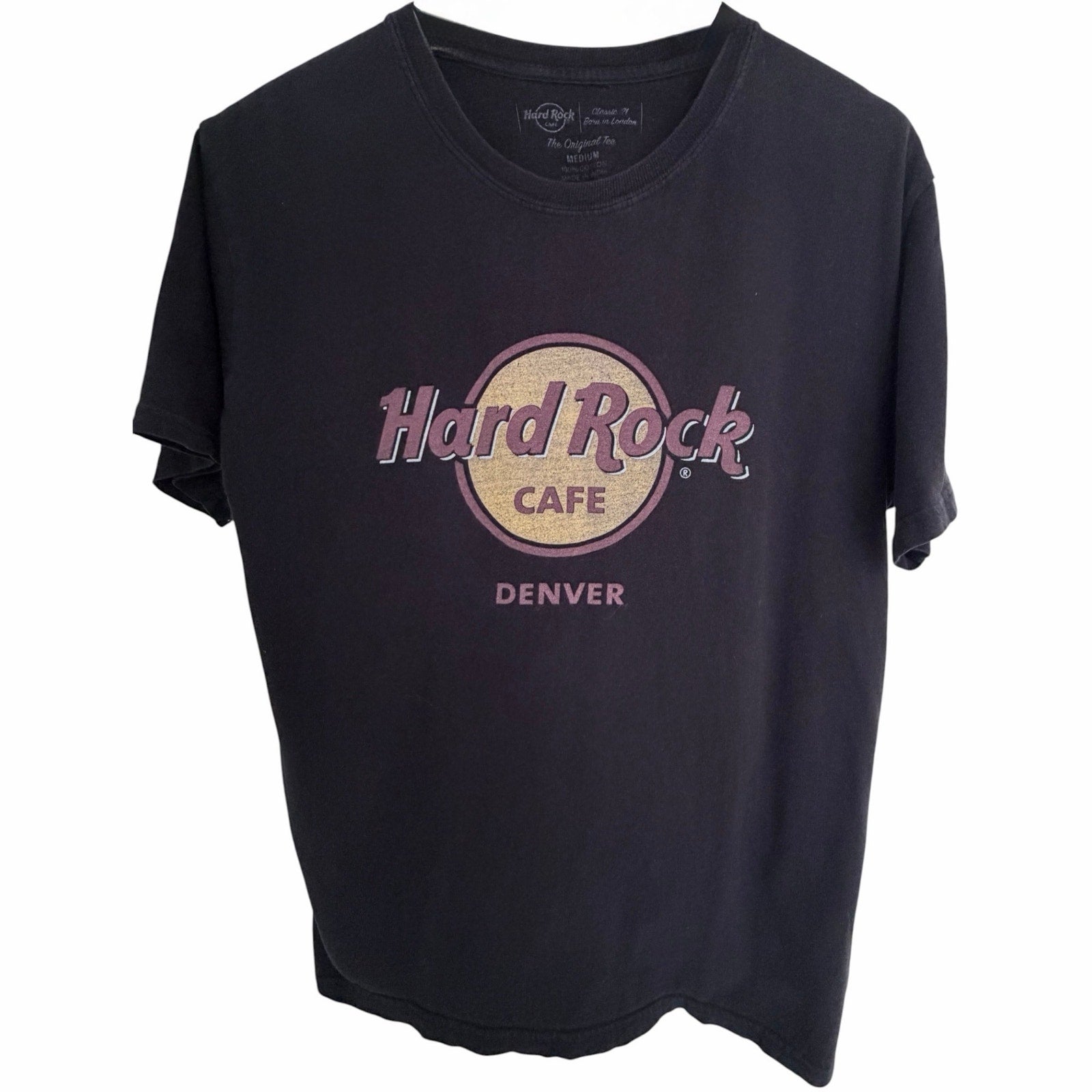 Hard Rock Cafe Denver T Shirt Mens Medium Black Logo Graphic 100% Cotton