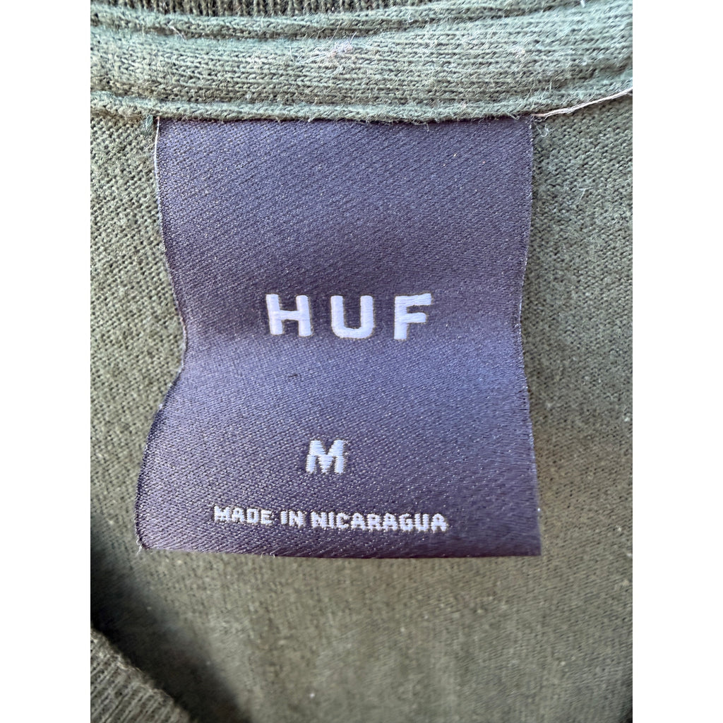 HUF Graphic T Shirt Mens Medium Green Streetwear Skate Tee