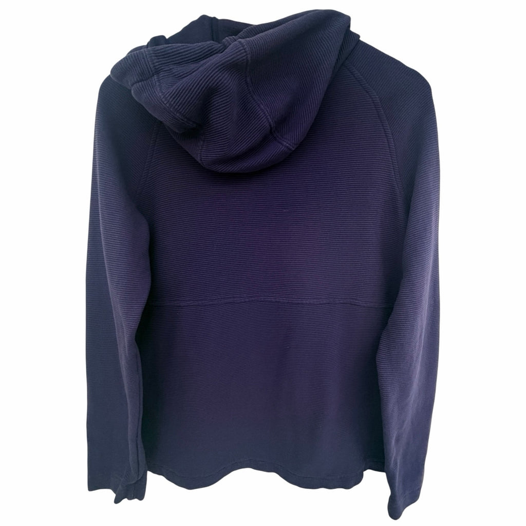Adidas Women's Ribbed Cotton Half-Zip Hoodie Medium Navy Blue