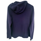 Adidas Women's Ribbed Cotton Half-Zip Hoodie Medium Navy Blue