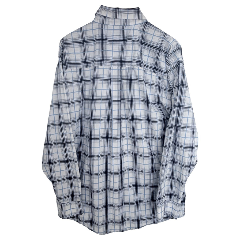 Wrangler George Strait Western Shirt Mens Large White Blue Plaid Button Up