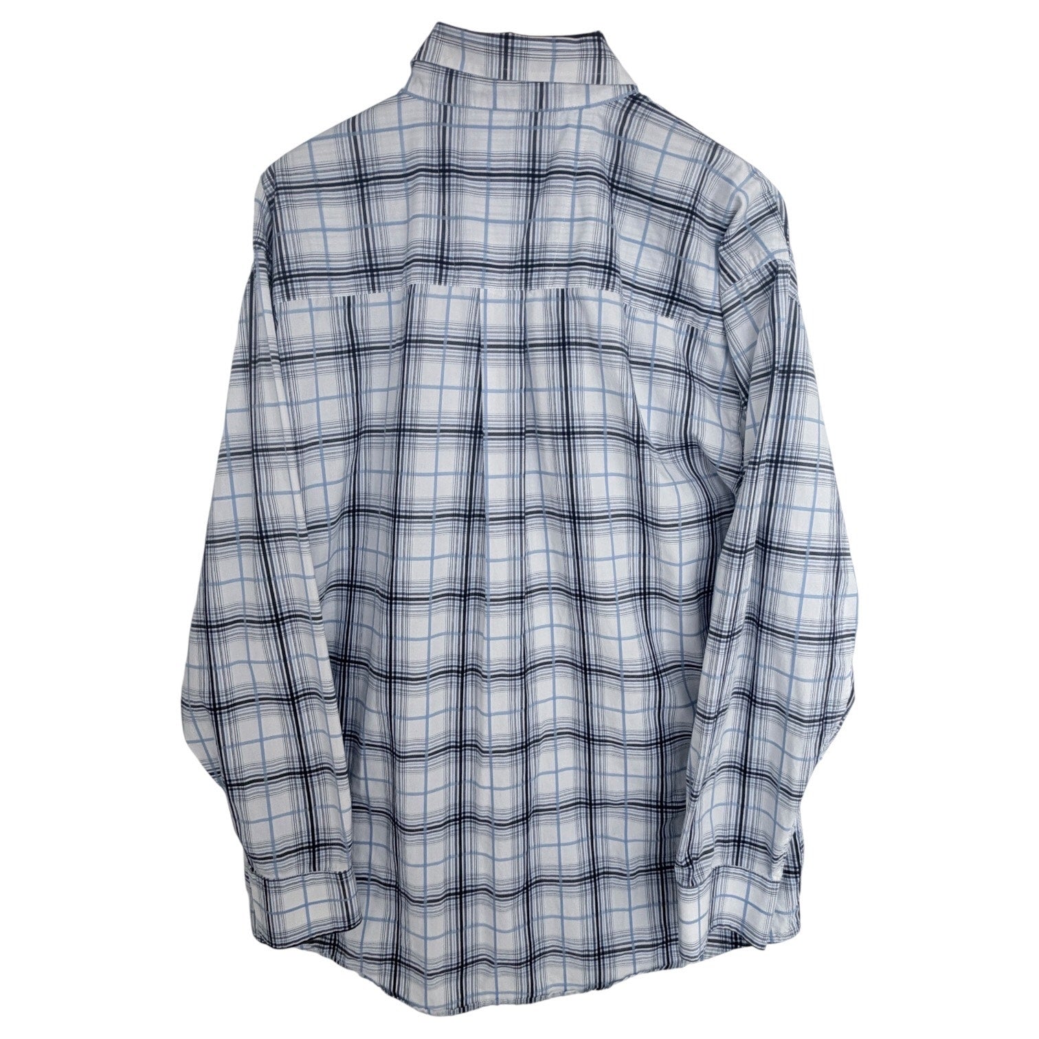 Wrangler George Strait Western Shirt Mens Large White Blue Plaid Button Up