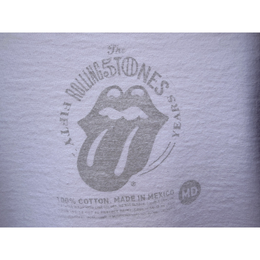 Rolling Stones 50 Years Raglan T Shirt Mens Medium White Blue Tongue Logo Tee