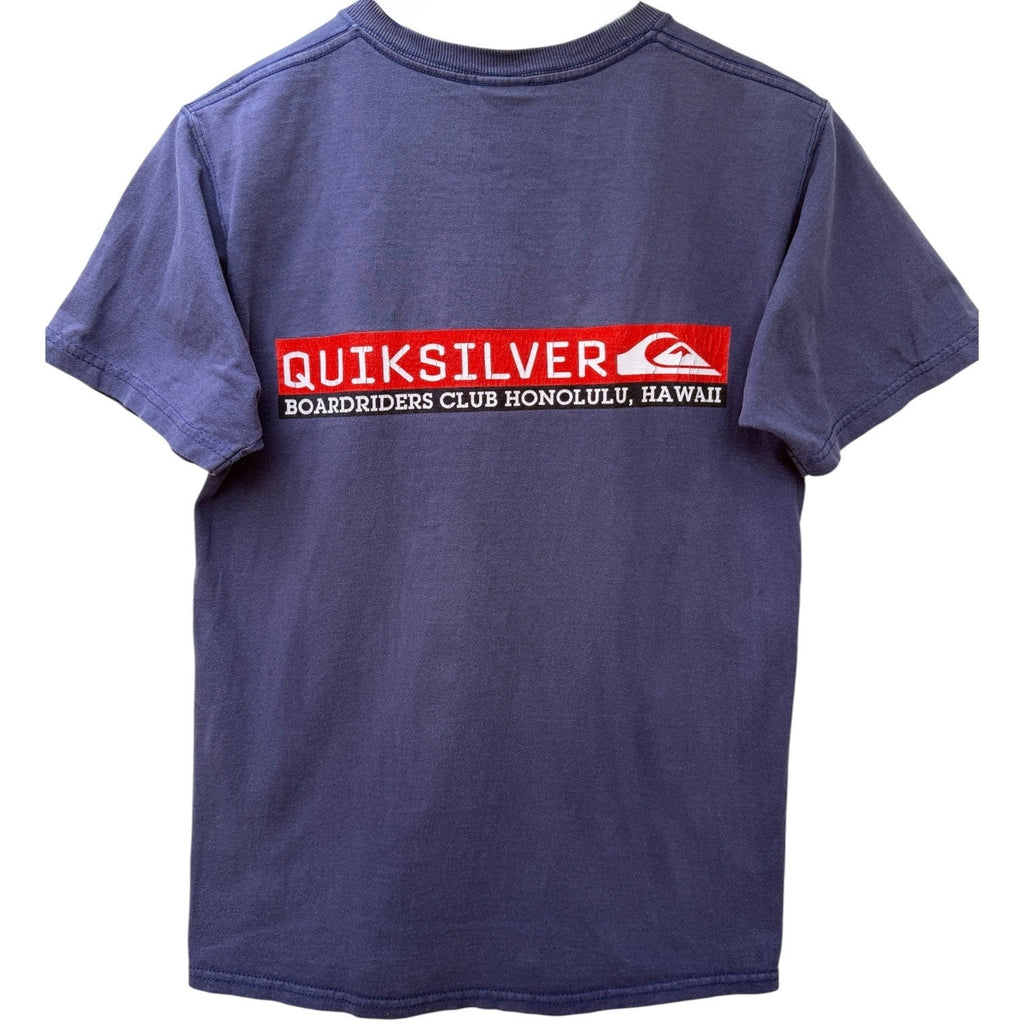 Quiksilver Graphic T Shirt Mens Small Blue Surf Skate Honolulu Hawaii Logo