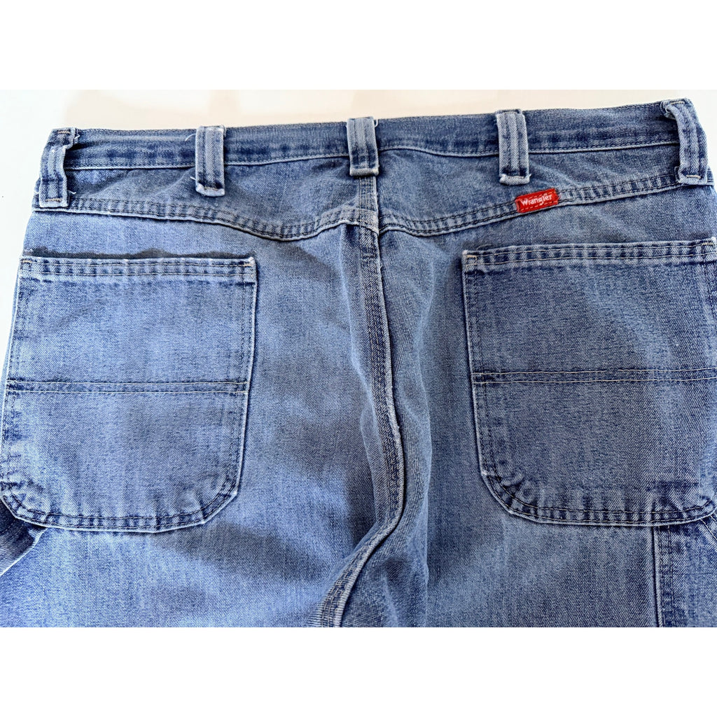 Wrangler Carpenter Jeans Mens 36x30 Blue Denim Workwear Utility Pants