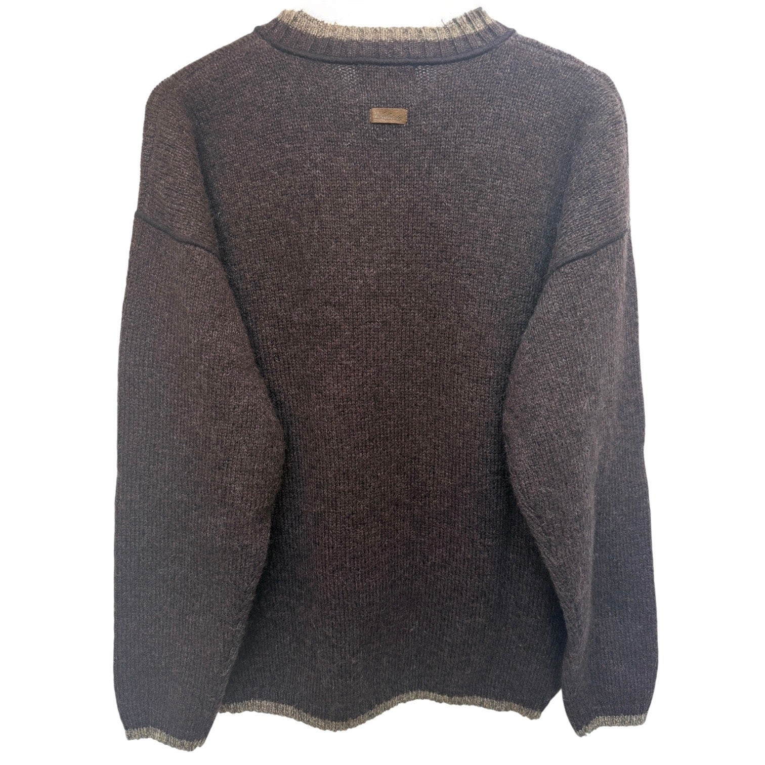 Woolrich Crewneck Sweater Mens Medium Brown Wool Blend Outdoor Heavy Knit