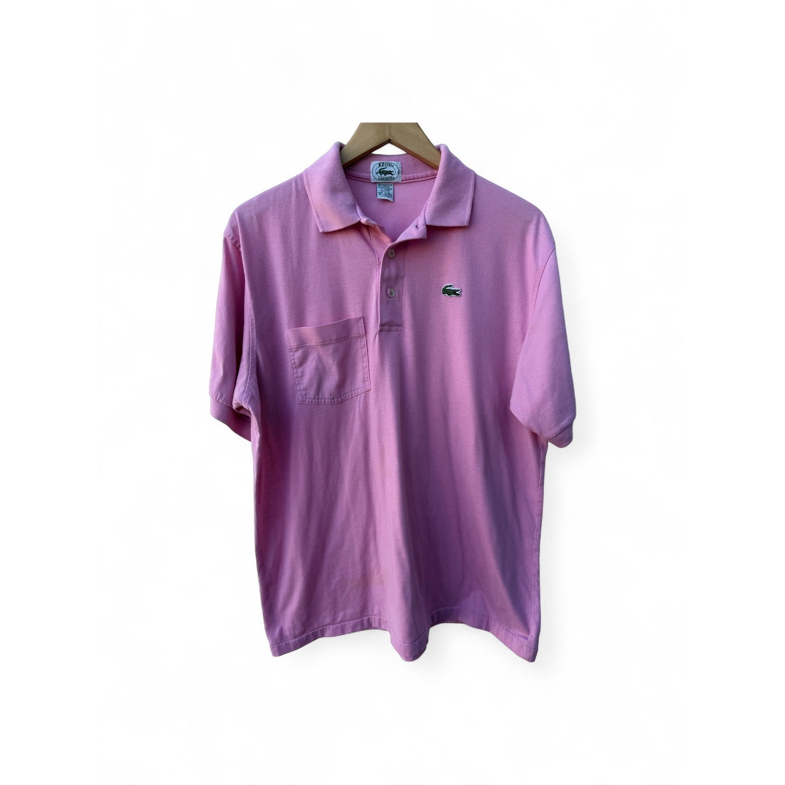 Lacoste Ized Pink Polo Shirt Large Made In Korea